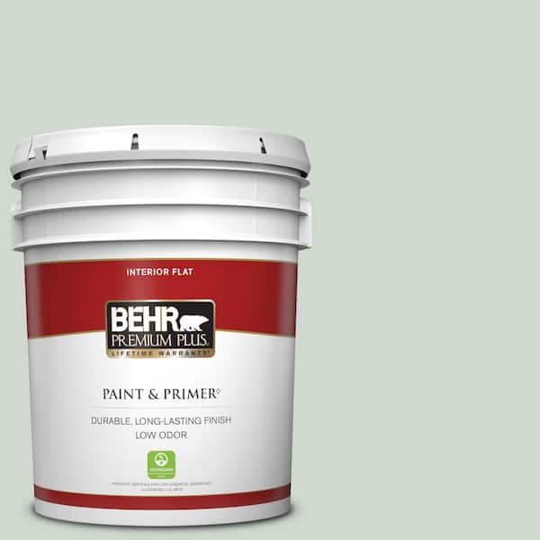 BEHR PREMIUM PLUS 5 gal. Home Decorators Collection #HDC-CT-23 Wind Fresh White Flat Low Odor Interior Paint & Primer