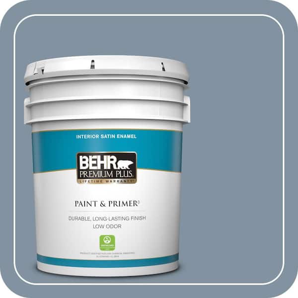BEHR PREMIUM PLUS 5 gal. #PPU14-06 Coastal Vista Satin Enamel Low Odor Interior Paint & Primer