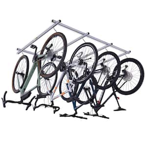 Cycle Glide Ceiling Bike Rack, 4-Bike Silver Hanging System for Garage 56 x 76.5 x 2 in