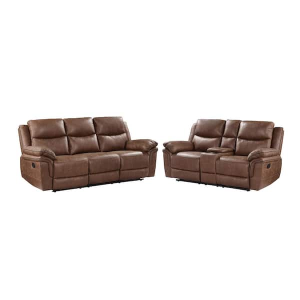 New Classic Furniture Ryland 2-Piece Brown Polyester Fabric Power Footrest Living Room Set