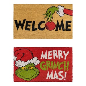 The Grinch Welcome and Merry Grinchmas 20 in. x 34 in Coir Door Mat (2-Pack)