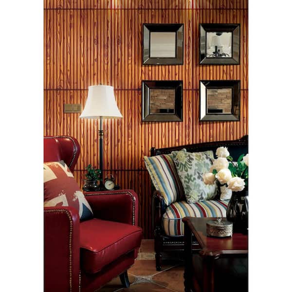 Falkirk Jura II 1/3 in. 28 in. x 28 in. Peel and Stick Brown, Orange Faux Wood PE Foam Decorative Wall Paneling
