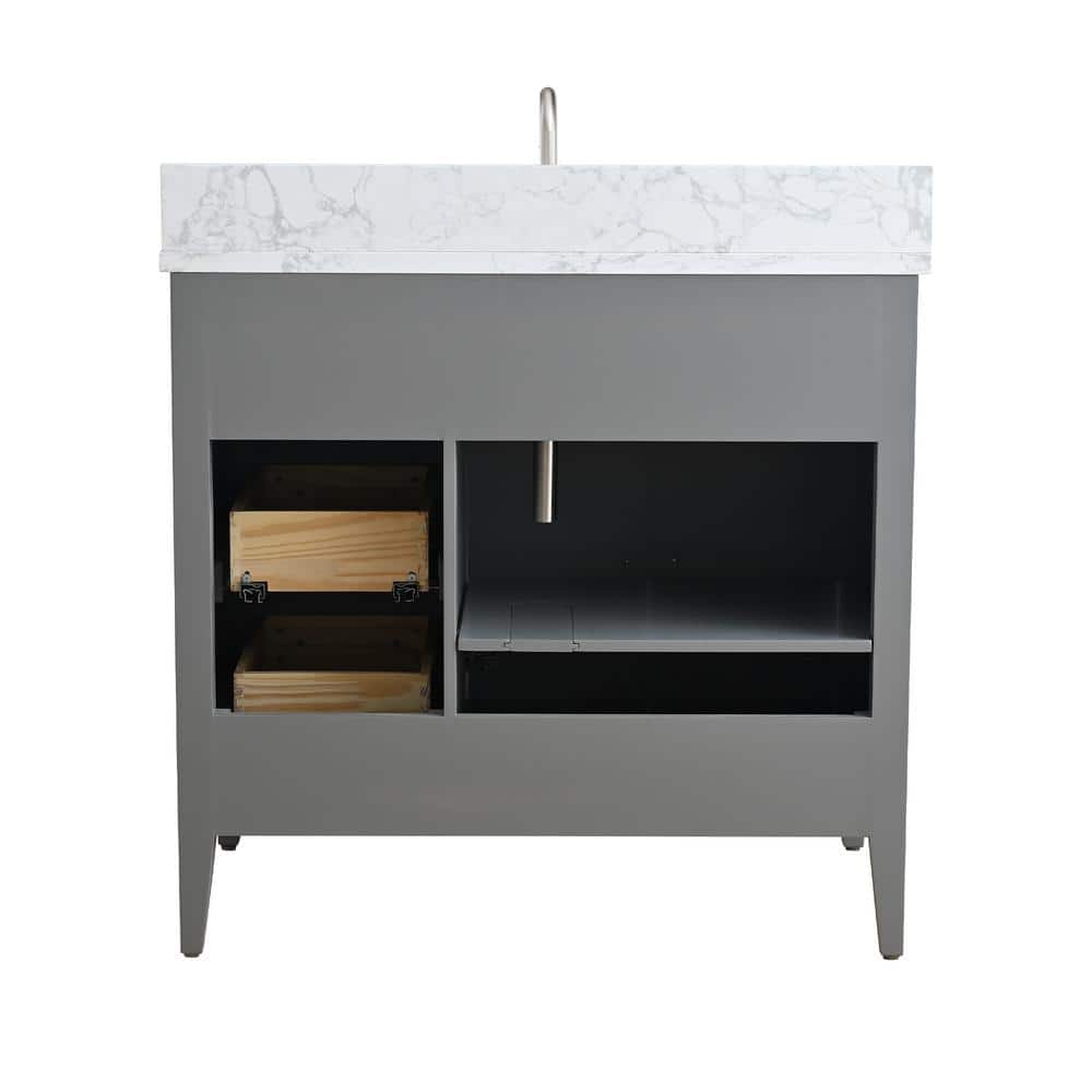 Cashmere Gray 36" Single Bathroom Vanity with Marble Countertop