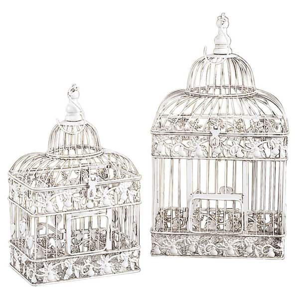 Litton Lane Blue Metal Birdcage with Latch Lock Closure and
