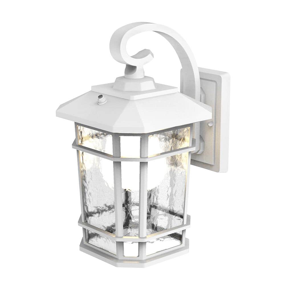 Williams 15.5 in. 1-Light White LED Outdoor Wall Light Coach Sconce with Hammered Glass Dusk to Dawn (Bulb Included) price history on PriceWatchPro