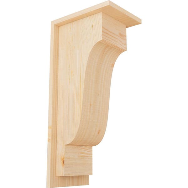 Ekena Millwork 7-1/2 in. x 10 in. x 22 in. Newport Smooth Douglas Fir Corbel with Backplate