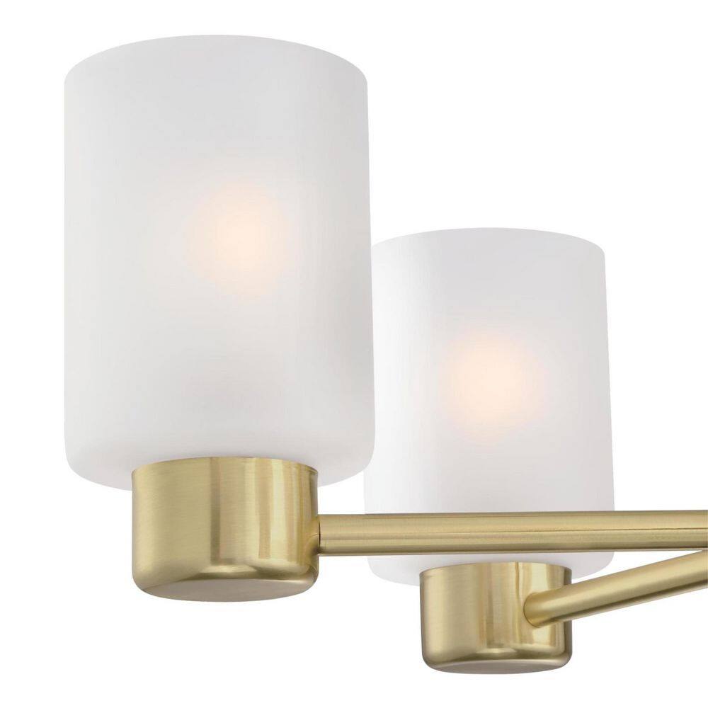 Champagne Brass 5-Light Chandelier with Frosted Glass Shades