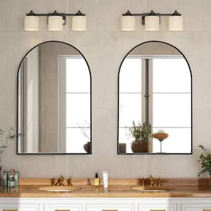 24 in. W x 36.1 in. H Arched Aluminum Frame Black Wall Mounted Bathroom Vanity Mirror