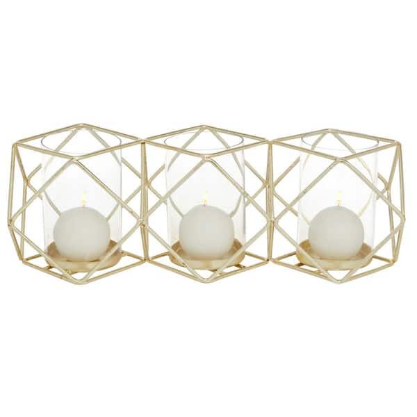 Gold Metal Modern Candle Holder