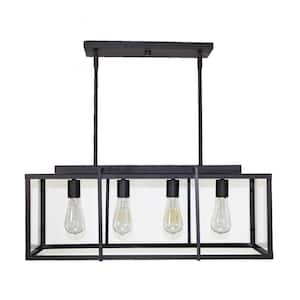 Eastwood II 28.5 in. 4-Light Oil Rubbed Bronze Kitchen Island Pendant Light Fixture with Clear Glass Shade
