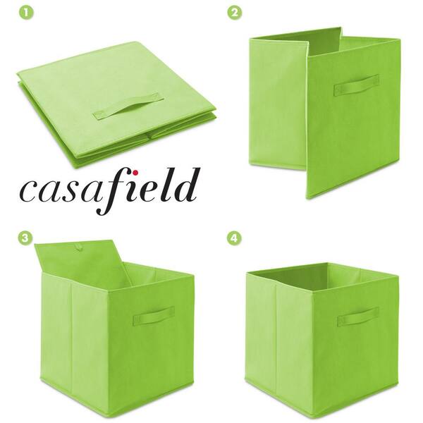 Casafield Lime Green 13 in. x 13 in. Fabric Collapsible Cubes