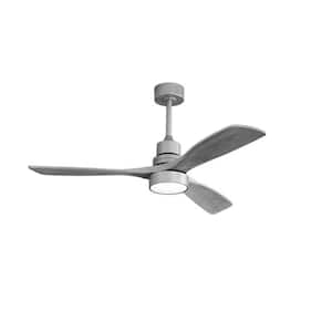 52 in. Indoor/Outdoor Silver Ceiling Fan Integrated LED with Light Kit and Remote Control