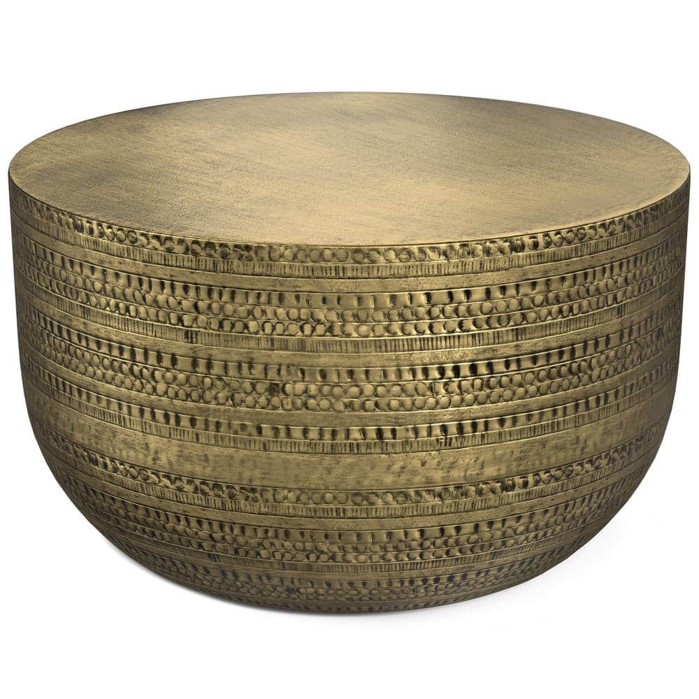 Antique Gold Round Metal Coffee Table