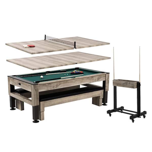 Barrington Westmont 7 ft. Pool Table, 3-in-1 Dining Top and Table Tennis with Game Accessories and Rolling Storage Caddy