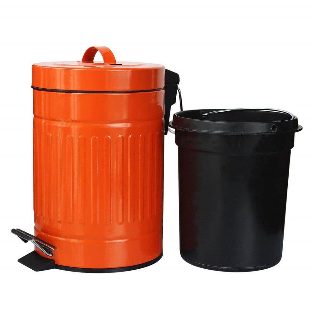 2.4 Gal. Orange Rectangular Plastic Trash Can with Push On Lid HPBVHHCL04 -  The Home Depot