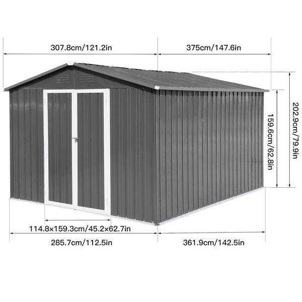 Outdoor 10 ft. W x 12 ft. D Storage Garden Metal Shed Apex
