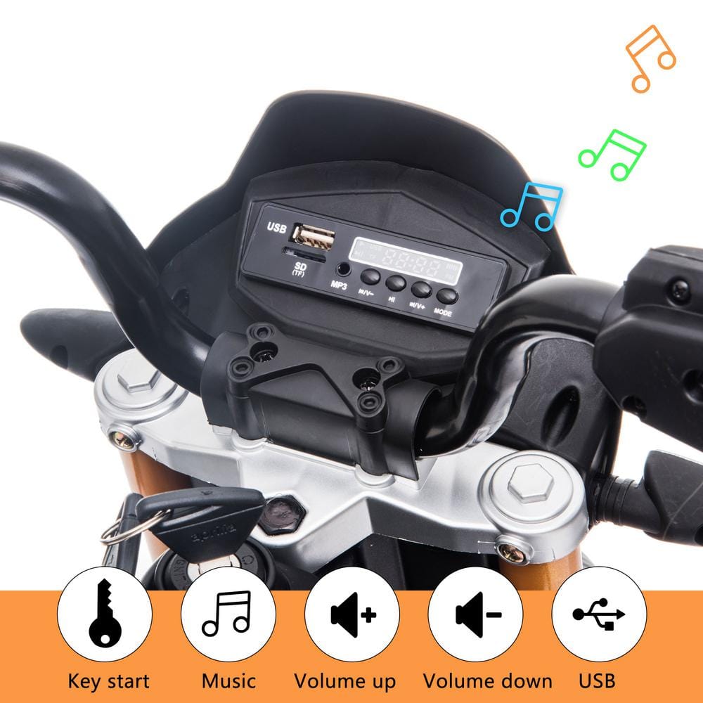 Red 12V Kids Electric Ride-On Motorcycle with Training Wheels