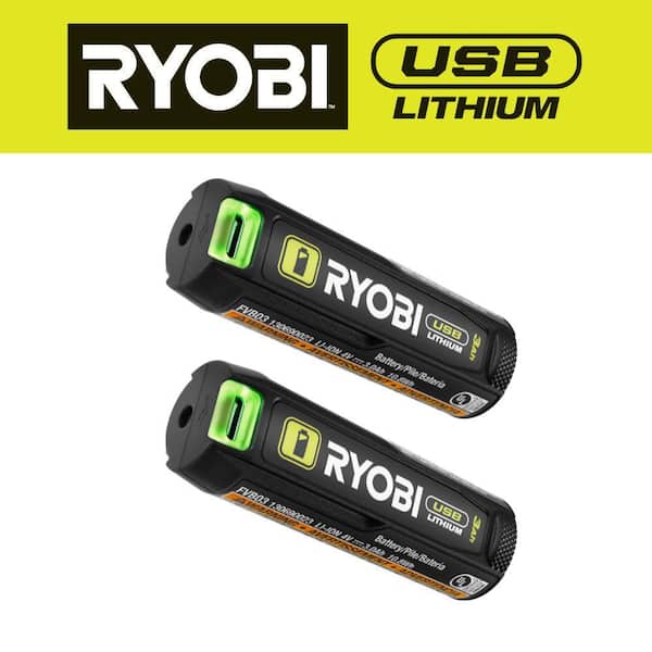 RYOBI USB Lithium 3.0 Ah Lithium-ion Rechargeable Battery (2-Pack)