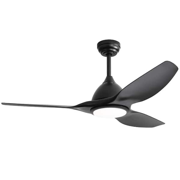 MODERN HABITAT Blade Span 52 in. Indoor/Outdoor Black Ceiling Fan with Light and 6-speed Remote Control 3 ABS Fan Blades