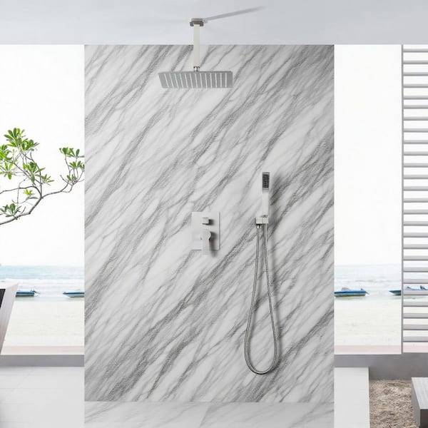 Vara Single Handle 1-Spray 12 in. Shower Head Shower Faucet 1.8 GPM with Pressure Balance Valve in Brushed Nickel