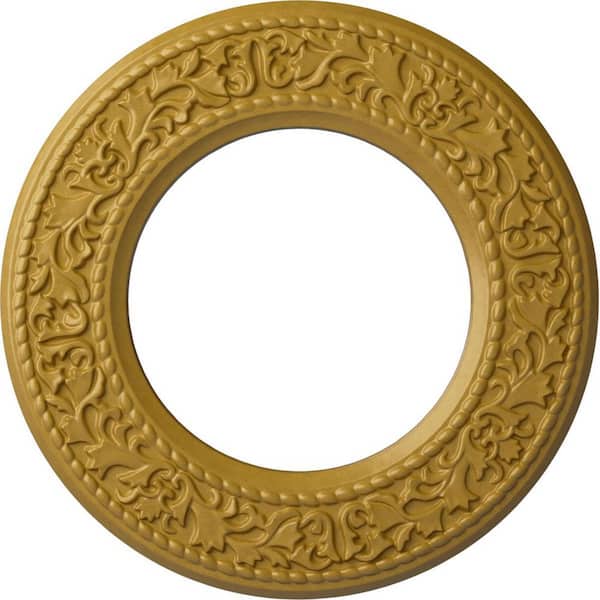 Ekena Millwork 3/4 in. x 13-3/8 in. x 13-3/8 in. Polyurethane Jet Blackthorn Ceiling Medallion, Iridescent Gold