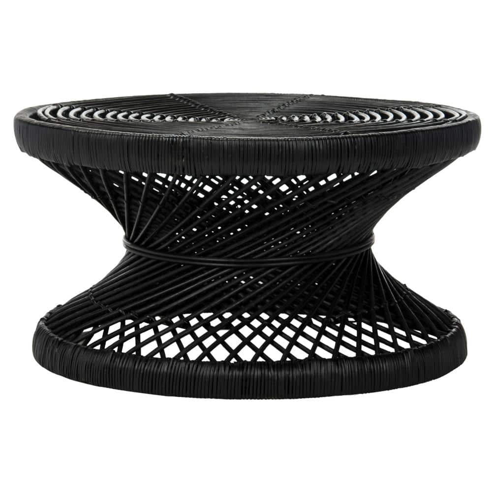 Urban Oasis 32'' Black Rattan Round Coffee Table