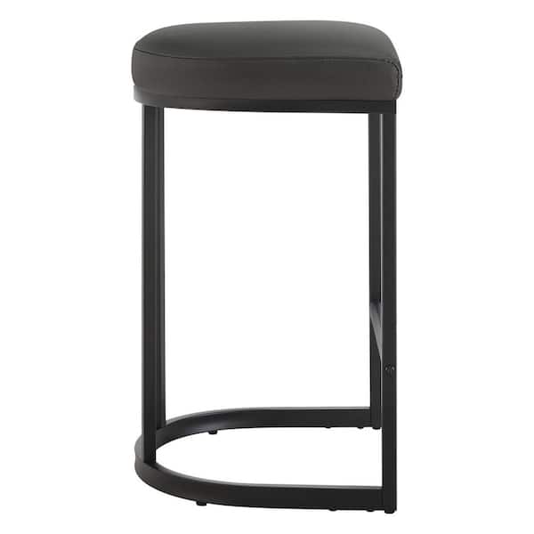 SPRUCE & SPRING Marcus 26 in. Black Faux Leather Curved Metal Bar