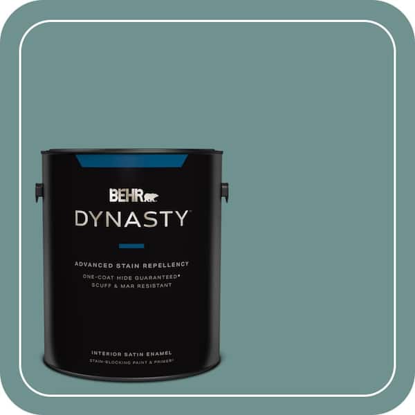 BEHR DYNASTY 1 gal. #ECC-60-3 Pool Tide Satin Enamel Interior Stain-Blocking Paint and Primer