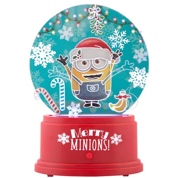 6.5 in. Christmas Lighted Acrylic Tabletop Minion Bob with Santa Hat Decor-Universal
