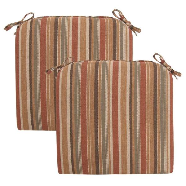 Hampton Bay Cayenne Stripe Rapid-Dry Deluxe Outdoor Seat Cushion (2-Pack)