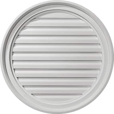 24 in. x 24 in. Round Primed Polyurethane Paintable Gable Louver Vent Functional