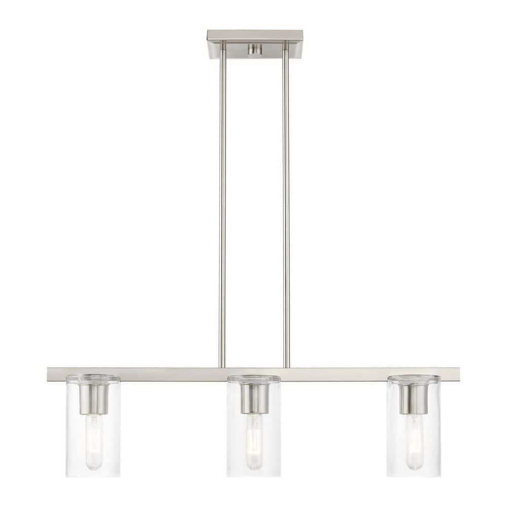 Bannock 3-Light Brushed Nickel Linear Chandelier with Clear Shades price history on PriceWatchPro