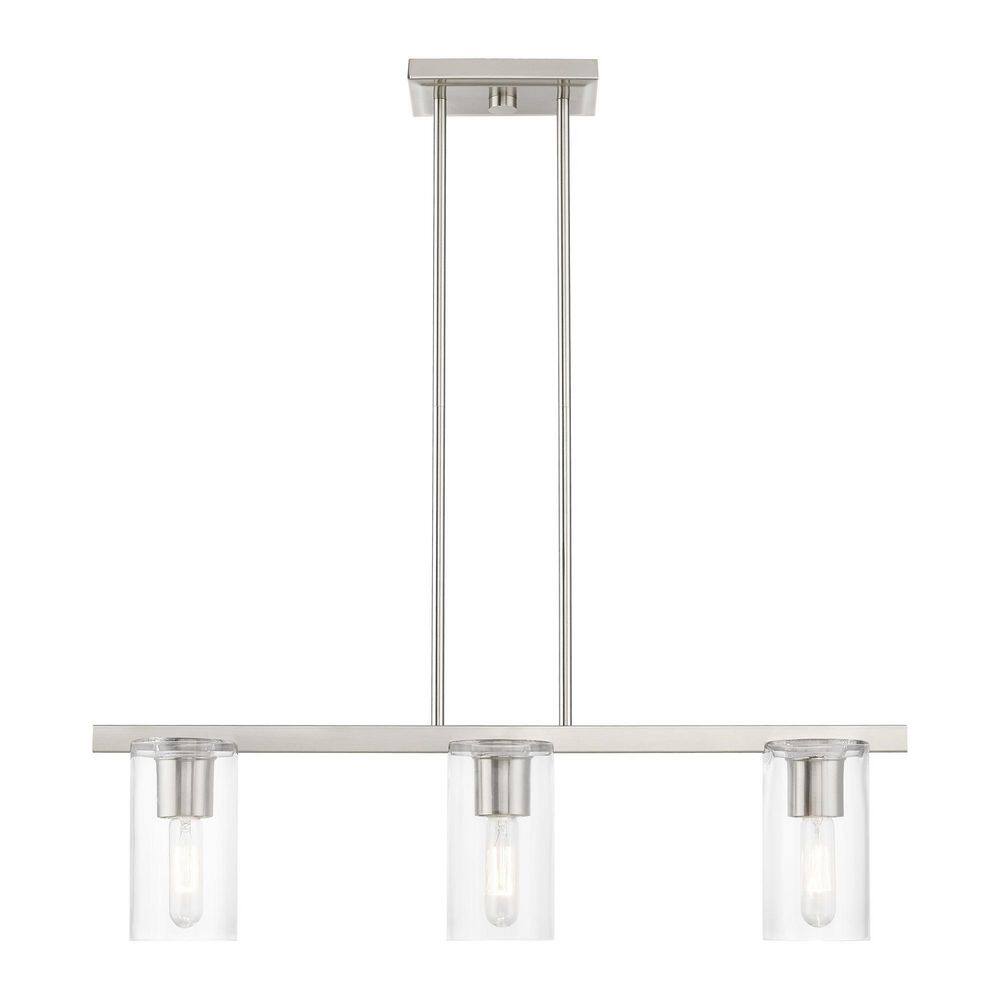 Livex Lighting Clarion 3-Light Brushed Nickel Linear Chandelier with ...