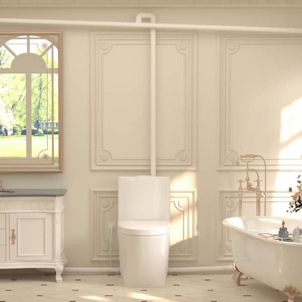 Rear Outlet Macerating 1-Piece 0.8/1.28 GPF Dual Flush Elongated Toilet, with 0.8 HP Macerating Pump in White