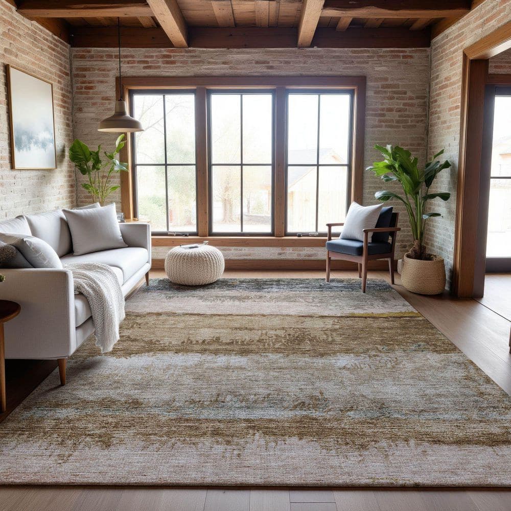 Mayfield Premium Machine Washable Abstract AMF1197 Beige 9 ft. x 12 ft. Area Rug price history on PriceWatchPro