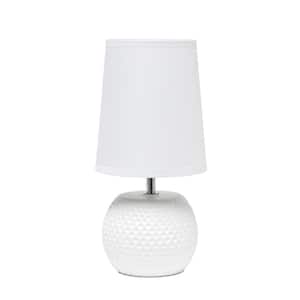 11 .37 in. White and White Studded Texture Ceramic Table Lamp