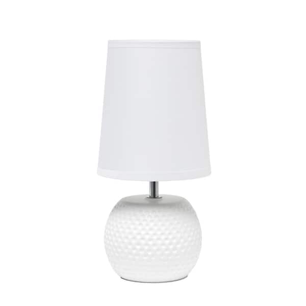 Simple Designs 11 .37 in. White and White Studded Texture Ceramic Table Lamp