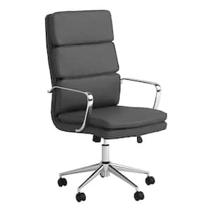 Ximena Faux Leather High Back Upholstered Office Chair in Gray with Arms