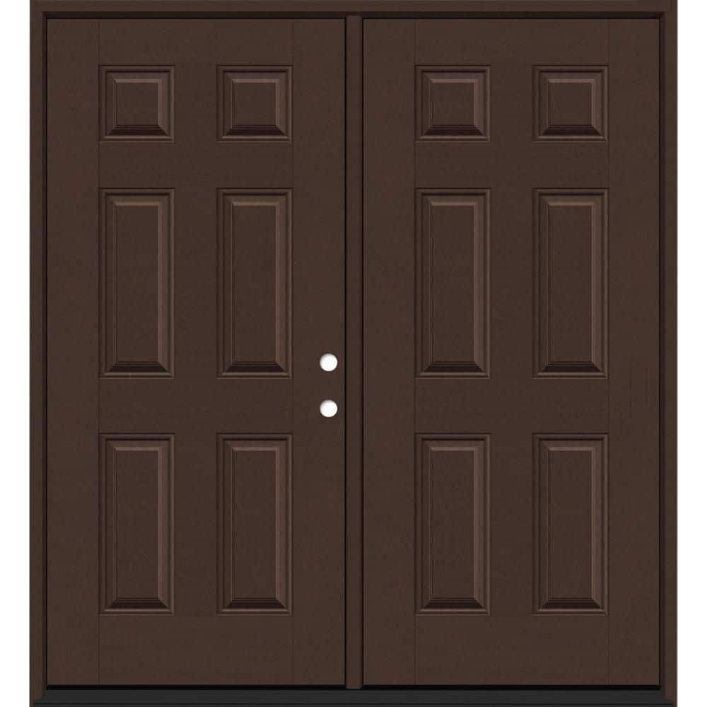 Regency 72 in. x 96 in. 6-Panel LHIS Chestnut Stain Mahogany Fiberglass Double Prehung Front Door with 6-9/16 Jamb price history on PriceWatchPro