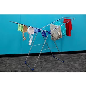 39 in. x 21.75 in. Silver Folding Clothes Drying Rack with Zippered Laundry Bag