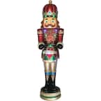 5 ft. Christmas Nutcracker Playing Snare Drum with Moving Hands, Music, Timer and 20 LED Lights