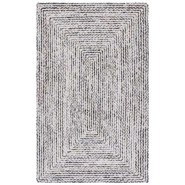 SAFAVIEH Braided Black Navy 6 ft. x 9 ft. Abstract Striped Area Rug