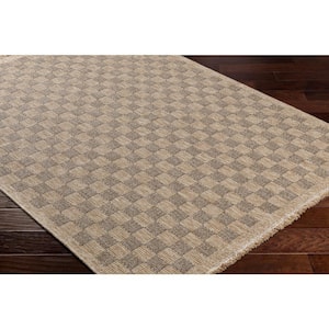 Mirage Tan/Black Checkered 8 ft. x 10 ft. Indoor/Outdoor Area Rug