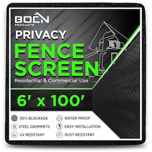 6 ft. X 100 ft. Black Privacy Fence Screen Netting Mesh with Reinforced Grommet for Chain link Garden Fence