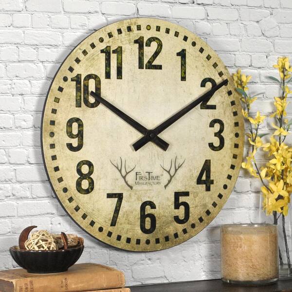 FirsTime 15.5 in. Round Camo Restoration Wall Clock