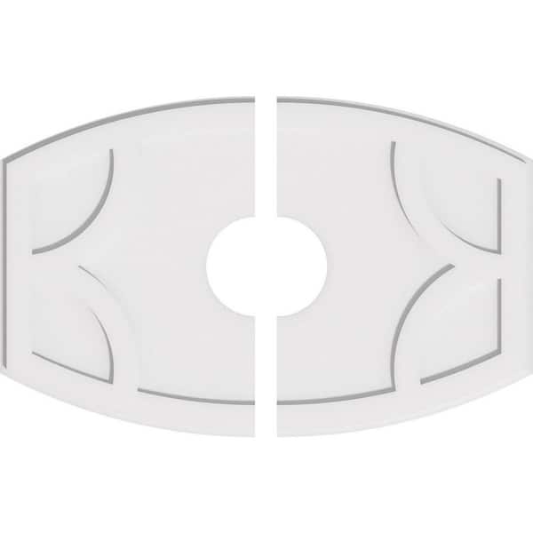 Ekena Millwork 36 in. W x 24 in. H x 7 in. ID x 1 in. P Kailey Architectural Grade PVC Contemporary Ceiling Medallion (2-Piece)