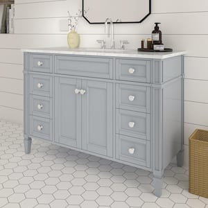 Lydia 48 in. W x 21 in. D x 35 in. H Single Sink Freestanding Bath Vanity in Empire Gray with Carrara Marble Top