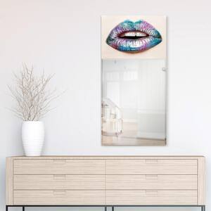 48 in. x 24 in. Cotton Candy Lips Rectangle Framed Printed Tempered Art Glass Beveled Accent Mirror