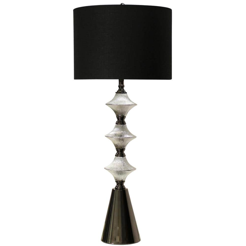 StyleCraft 43 in. Silver and Black Chrome Table Lamp with Black ...