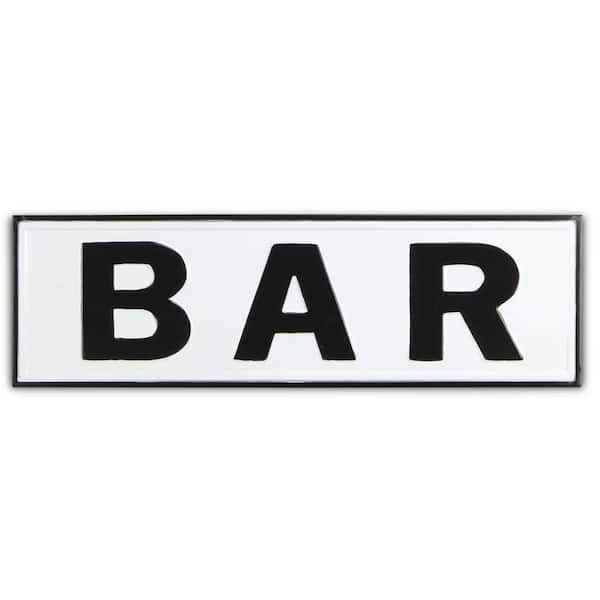 HomeRoots 24.5 in. x 7.5 in. White, Black Handcrafted Bar Metal Wall Art 1-Piece